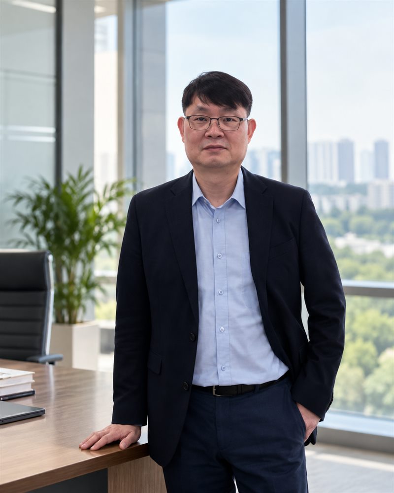 Giám đốc K.System đứng trong văn phòng
